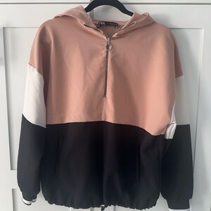 Zara Pink and Black Zippered Jacket made in Turkey